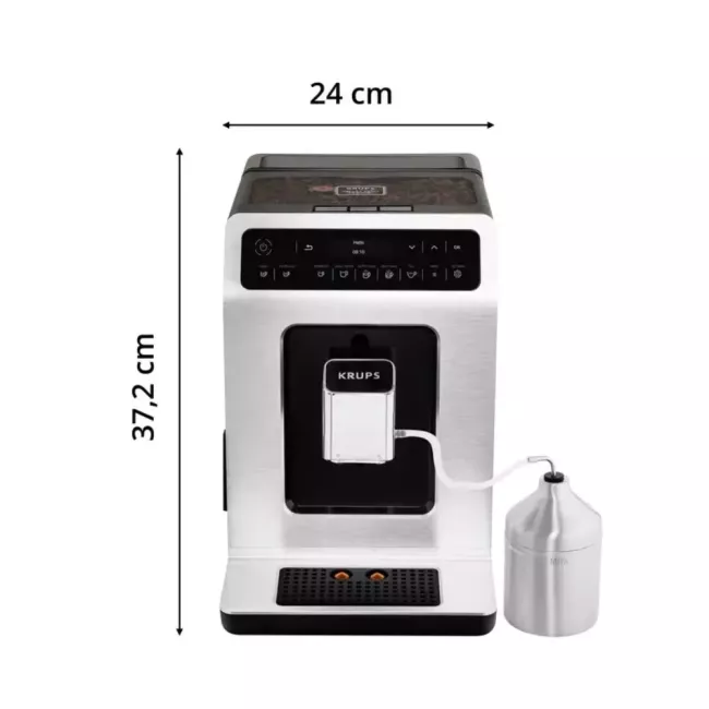 ESPRESSO FULL AUTO EVIDENCE SILVER/NOIR AVEC POT LAIT INOX KRUPS