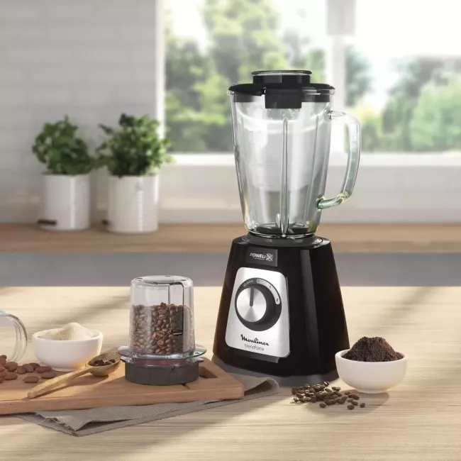 BLENDER FORCE GLASS BLACK MOULINEX+POELE 24CM TEFAL