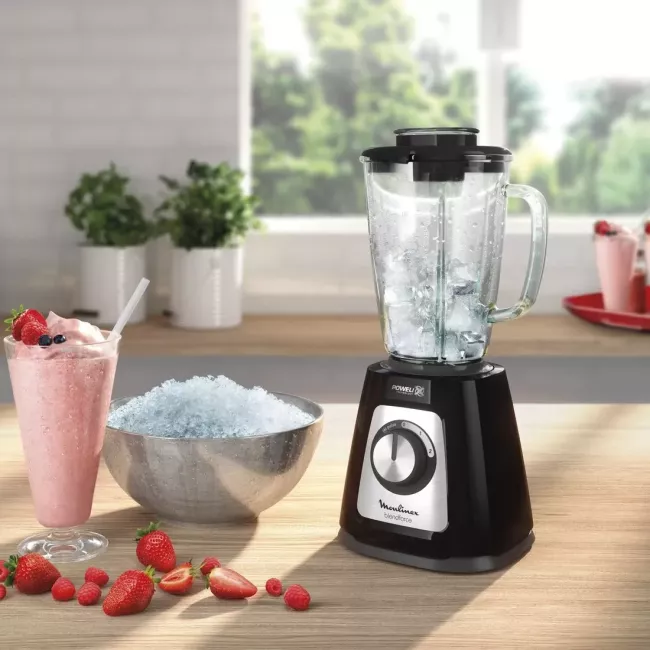 BLENDER FORCE GLASS BLACK MOULINEX+POELE 24CM TEFAL