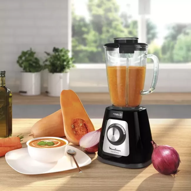BLENDER FORCE GLASS BLACK MOULINEX+POELE 24CM TEFAL
