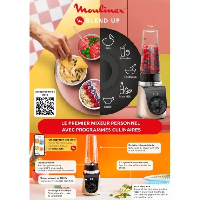 BLENDER BLENDFORCE UP 1000W  8 PROGRAMMES 0.7L MOULINEX