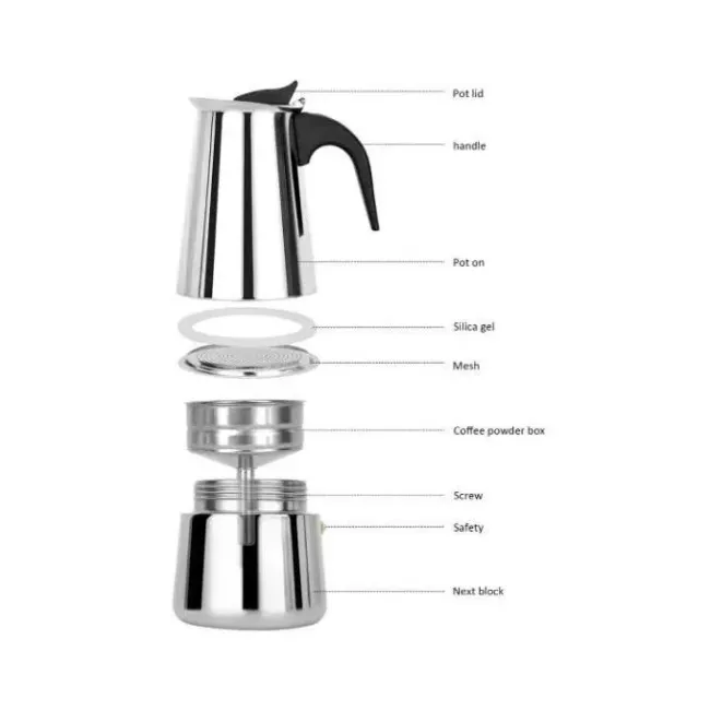 CAFETIERE EXPRESSO 2 Tasses en inox TRADIZIONE TAURUS