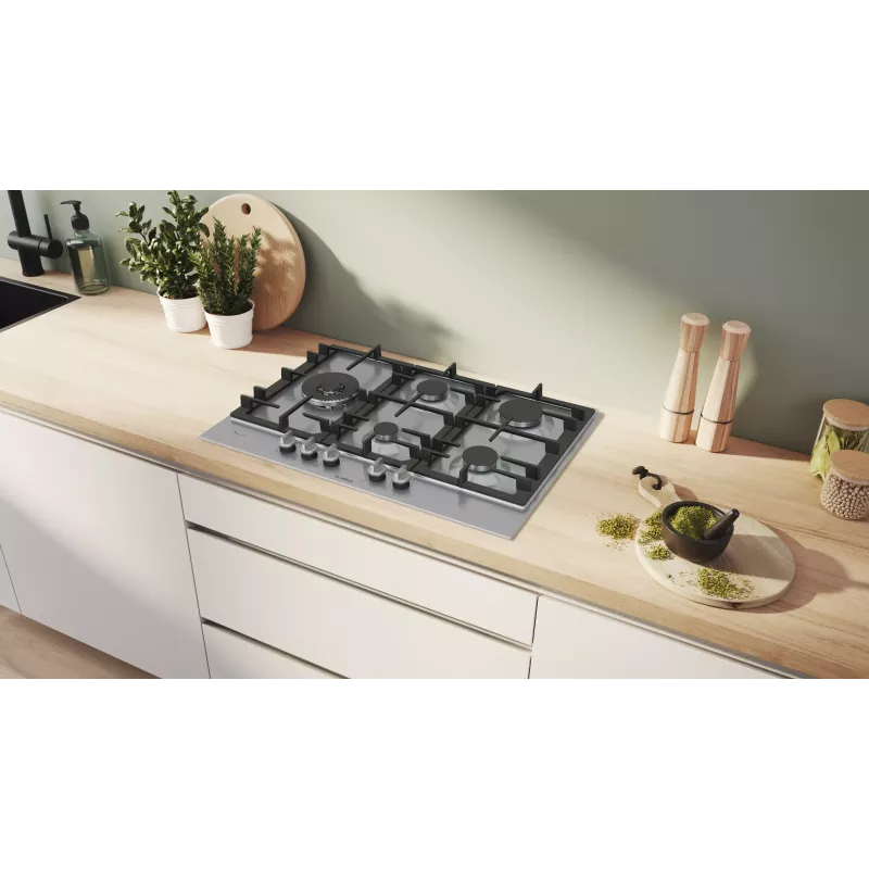 TABLE DE CUISSON 90CM ACIER INOX GAZ BOSCH