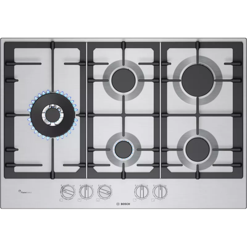 TABLE DE CUISSON A GAZ 5F 75CM EN FONTE INOX SERIE 6 BOSCH