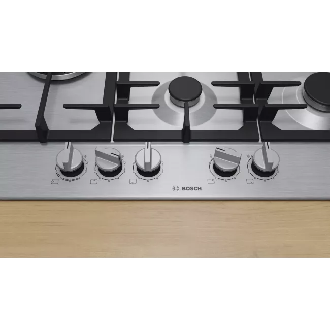 TABLE DE CUISSON A GAZ 5F 75CM EN FONTE INOX SERIE 6 BOSCH