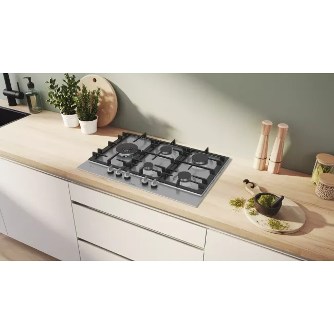 TABLE DE CUISSON A GAZ 5F 75CM EN FONTE INOX SERIE 6 BOSCH