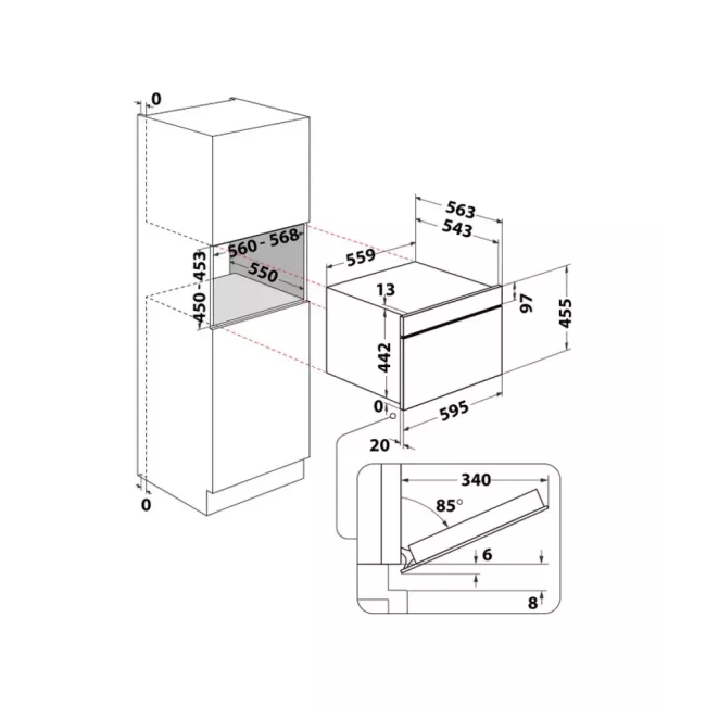 MICRO ONDES ENCASTRABLE 45L INOX WHIRLPOOL