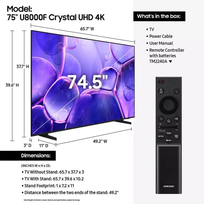 SMART TV LED 75'' CRYSTAL UHD SAMSUNG