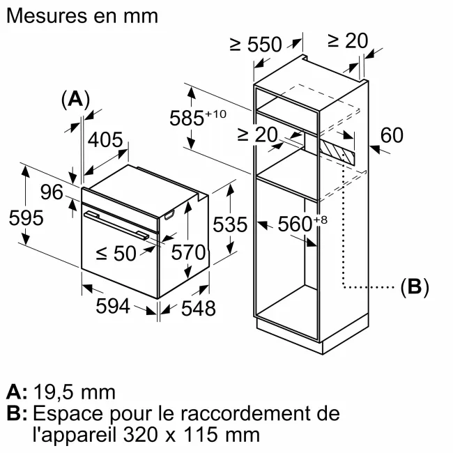 FOUR ENCASTRABLE SERIE 6 NOIR 60CM BOSCH