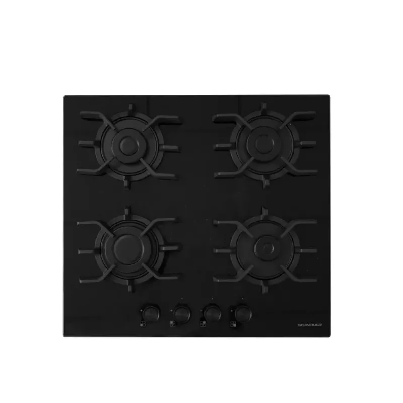 TABLE DE CUISSON 4F 60CM NOIR AVEC FONTE SCHNEIDER